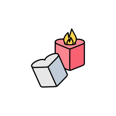 Mumlar, kalp mumu çizgisi simgesi. Sevgililer Günü illüstrasyon simgeleri. İşaretler, semboller beyaz arkaplan renkli simge üzerinde ağ, logo, mobil uygulama, UI, UX için kullanılabilir