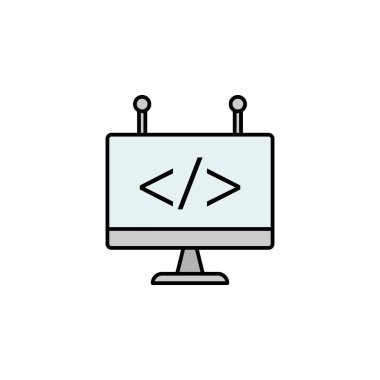 Robotics coding outline icon. Signs and symbols can be used for web, logo, mobile app, UI, UX on white background colored icon