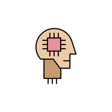 Robotics human mind robot outline icon. Signs and symbols can be used for web, logo, mobile app, UI, UX on white background colored icon