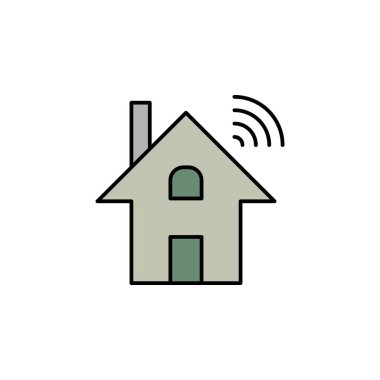 Robotics dominotics home wi-fi outline icon. Signs and symbols can be used for web, logo, mobile app, UI, UX on white background colored icon