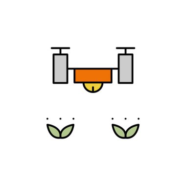 Robotics drone herbs outline icon. Signs and symbols can be used for web, logo, mobile app, UI, UX on white background colored icon