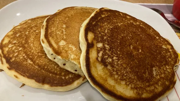 Bolos Pan Com Manteiga Mel Para Café Manhã — Fotografia de Stock