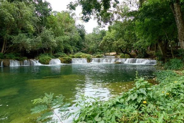 stock image The waterfall has streams and streams flowing like small waterfalls in the forest.