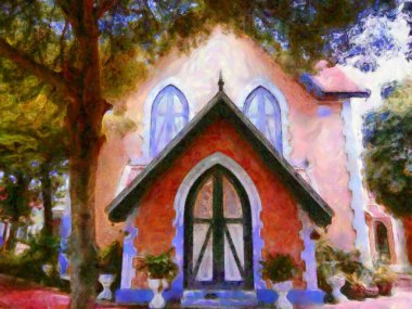 Antik binalar Avrupa mimarisi Gotik stil Tebeşir Boya Resimleri resim sanatında izlenimcilik yaratıyor.