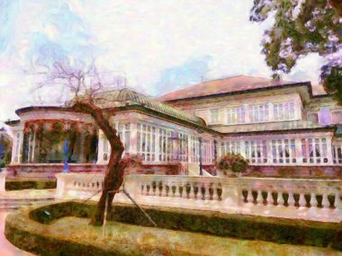 Antik binalar Avrupa mimarisi Gotik stil Tebeşir Boya Resimleri resim sanatında izlenimcilik yaratıyor.