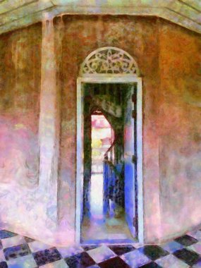 Antik binalar Avrupa mimarisi Gotik stil Tebeşir Boya Resimleri resim sanatında izlenimcilik yaratıyor.