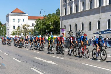 Munich, Germany - Aug 14, 2022: Competitors at the European Championships 2022. Mens Cycling Road Race in Munich, Germany