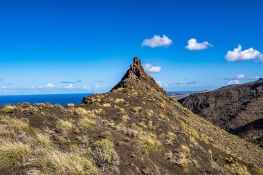 Dedo de Dios, Tanrı 'nın parmağı Agaete, Roque Guayedra, Gran Canaria, İspanya sahillerinde kaya oluşumu.