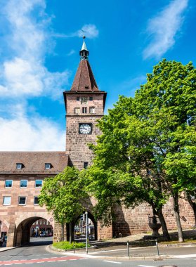 Nuremberg 'in tarihi merkezi. Orta Frankonya, Bavyera, Almanya Avrupa 'da