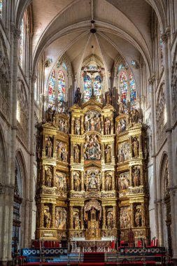 Interior of the Burgos Cathedral in Castilla y Leon, Spain. Unesco World Heritage Site. Erected on top a Romanesque temple, the cathedral was built following a Norman French Gothic model.