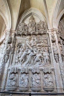 Interior of the Burgos Cathedral in Castilla y Leon, Spain. Unesco World Heritage Site. Erected on top a Romanesque temple, the cathedral was built following a Norman French Gothic model.