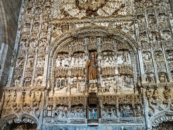 stock image Inside the catholic church of San Nicolas de Bari in Burgos, Spain, located next to the Camino de Santiago, behind the Cathedral
