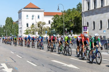 Munich, Germany - Aug 14, 2022: Competitors at the European Championships 2022. Mens Cycling Road Race in Munich, Germany