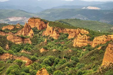 Spectacular landscape of las Medulas, ancient gold mine in Spain. It is unesco world heritage site. Roman mine in El Bierzo county. Cultural landscape.