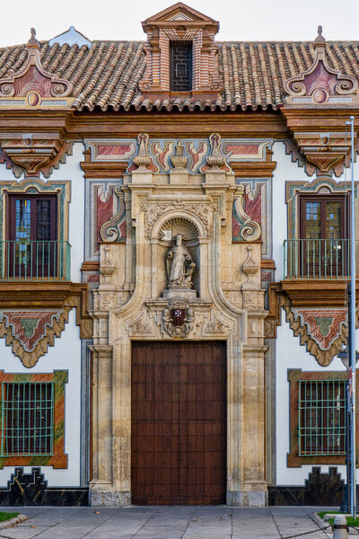 Cordoba, Spain - November 03, 2022: Baroque Palacio de la Merced in Cordoba Plaza de Colon. Palacio de la Merced was built in XVIII century it was monastery of Mercedarian monks.