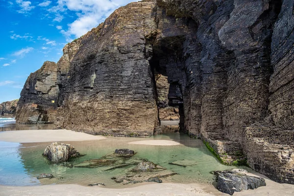 Natural Rock Arches Cathedrals Beach Playa Las Catedrales Ribadeo Galicia — Stockfoto