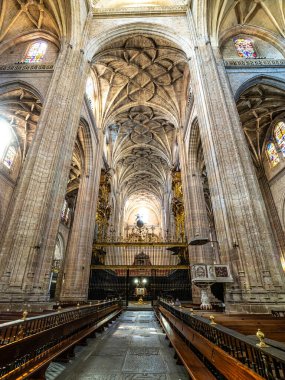 İspanya 'nın tarihi şehri Castilla y Leon' daki Santa Maria de Segovia Katedrali 'nin içi.