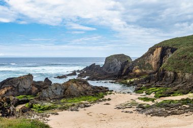 Atlantik Okyanusu kıyısı Punta Frouxeira Valdovino, La Coruna, Galiçya İspanya, Avrupa