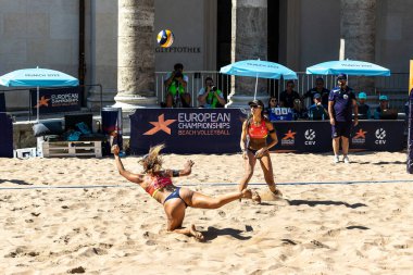 Munich, Germany - Aug 17, 2022: Women's European Beach Volleyball Championships 2022. Spain vs Switzerland