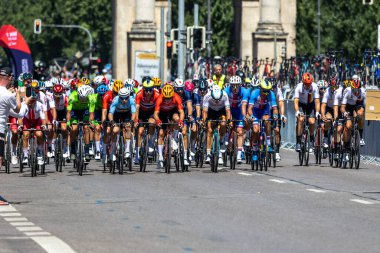 Munich, Germany - Aug 14, 2022: Competitors at the European Championships 2022. Mens Cycling Road Race in Munich, Germany