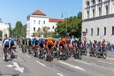 Munich, Germany - Aug 14, 2022: Competitors at the European Championships 2022. Mens Cycling Road Race in Munich, Germany