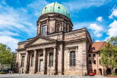 Nuremberg, Germany - May 08, 2022: The St. Elisabethkirche is a catholic church in old town Nuremberg, Middle Franconia, Bavaria, Germany.. The church can be found at the Jakobsplatz