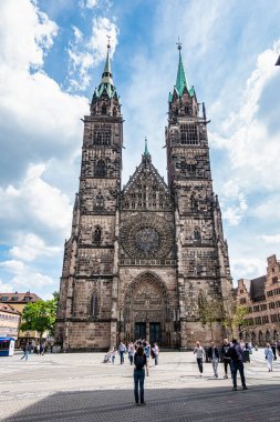 Nuremberg, Germany - May 08, 2022: St. Lorenz is a prominent Evangelical Lutheran Church in Nuremberg, Middle Franconia, Bavaria, Germany. It is dedicated to Saint Lawrence.