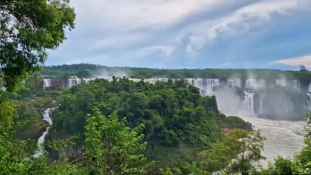 Iguazu Falls Largest Series Waterfalls World Located Brazilian Argentinian Border — Stockvideo