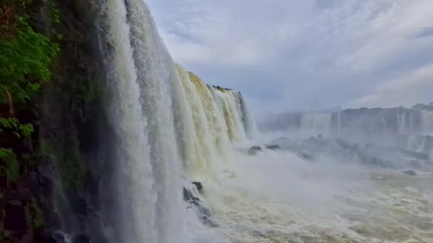 Devil Throat Iguazu Falls One World Great Natural Wonders Border — ストック動画