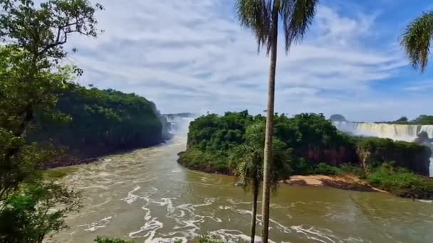 Iguazu Falls Largest Series Waterfalls World Located Brazilian Argentinian Border — Vídeo de Stock