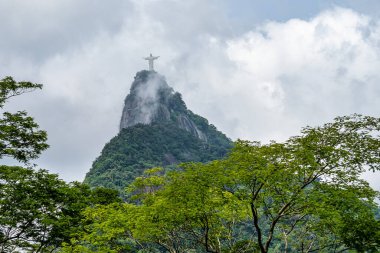 View of Christ Redeemer and Corcovado Mountain at Rio de Janeiro in Brazil
