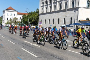 Munich, Germany - Aug 14, 2022: Competitors at the European Championships 2022. Mens Cycling Road Race in Munich, Germany