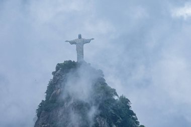 View of Christ Redeemer and Corcovado Mountain at Rio de Janeiro in Brazil