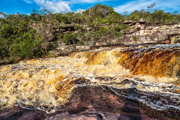 Cascada Tiburtino Mucuge Chapada Diamantina Bahía Brasil Que Corre Sobre — Foto de Stock