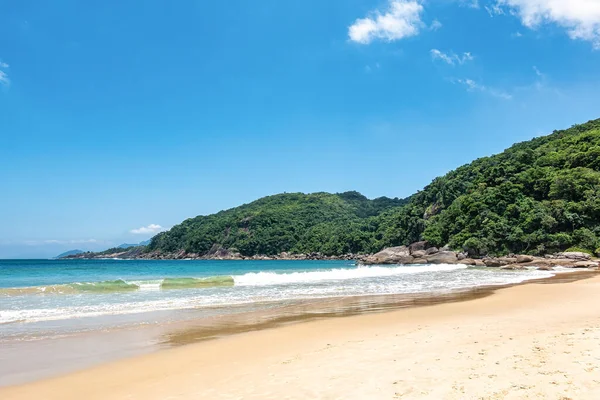 Praia de Parnaioca, Parnaioca Beach with crystal blue water and stones, deserted tropical beach on the sunny coast of Rio de Janeiro, Ilha Grande near the city of Agnra dos Reis, Brazil