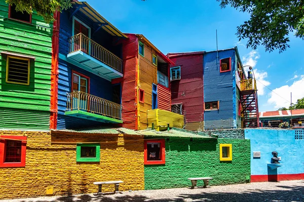 Colorful Buildings Caminito Street Boca Neighborhood Buenos Aires Argentina Port — Stock Photo, Image