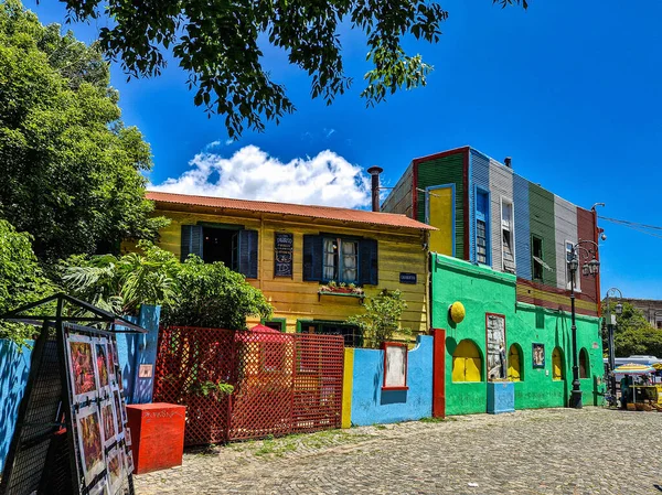 Edificios Coloridos Calle Caminito Barrio Boca Buenos Aires Argentina Era — Foto de Stock