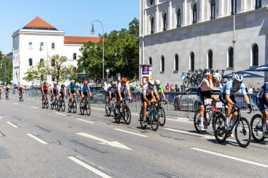 Munich, Germany - Aug 14, 2022: Competitors at the European Championships 2022. Mens Cycling Road Race in Munich, Germany