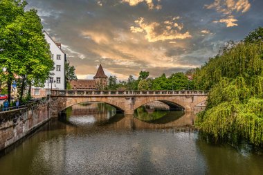 Nuremberg 'in tarihi merkezi. Orta Frankonya, Bavyera, Almanya Avrupa 'da