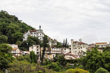 Lapa ve Rio de Janeiro 'nun Santa Teresa semtindeki eski Portekiz mimari evleri, Brezilya, Güney Amerika