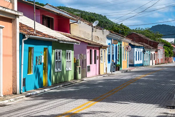 Antiguas Casas Coloridas Arquitectura Colonial Portuguesa Ribeirao Ilha Florianopolis Santa — Foto de Stock