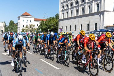 Munich, Germany - Aug 14, 2022: Competitors at the European Championships 2022. Mens Cycling Road Race in Munich, Germany