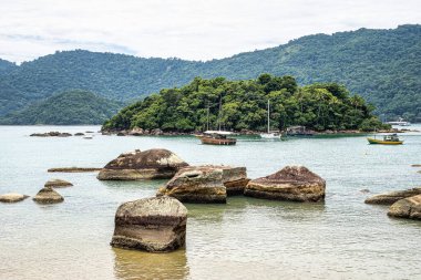 Abraao beach on big island Ilha Grande in Angra dos Reis, Rio de Janeiro, Brazil, South America