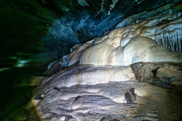 Limestone Cave Stalactite Stalagmite Formations Gruta Lapa Doce Cave Tourist — Fotografia de Stock