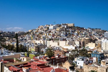 Eski uptown renkli evlerin sermaye city Las Palmas içinde. Gran Canaria, Kanarya Adaları, İspanya