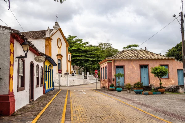 Типові Колоніальні Портутивні Будинки Селі Санто Антоніо Лісбоа Флоріанополіс Бразилія — стокове фото