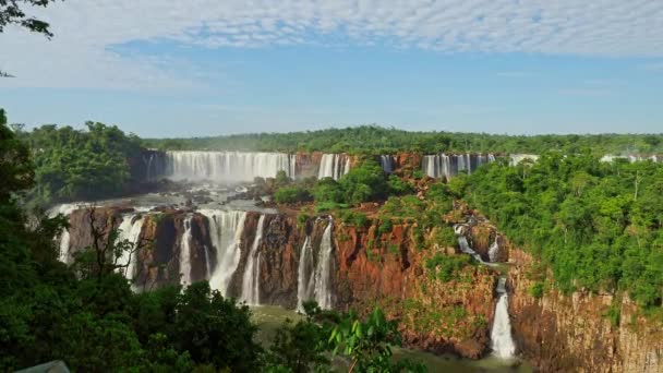 Iguazu Falls Największa Seria Wodospadów Świata Znajduje Się Granicy Brazylijskiej — Wideo stockowe