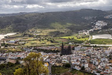 Mirador de la Montana de Arucas 'tan çarpıcı manzara, Arucas Dağı, Gran Kanaryası, İspanya,