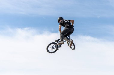 Munich, Germany - Aug 11, 2022: Riders compete at the BMX Freestyle European Championsships at Olympiapark in Munich, Germany. Men's qualifiacation