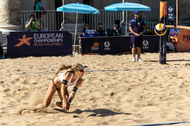 Munich, Germany - Aug 17, 2022: Women's European Beach Volleyball Championships 2022. Spain vs Switzerland